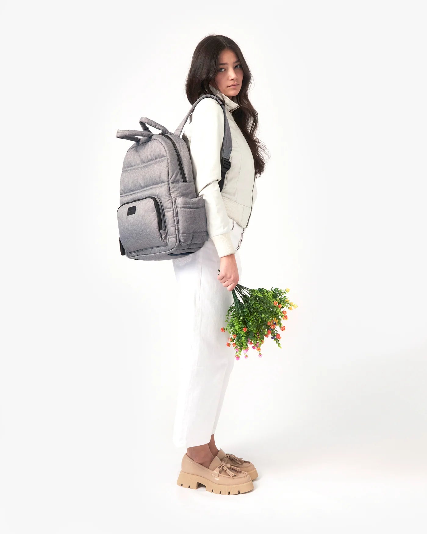 7 A.M. Enfant BK718 Diaper Backpack - Heather Grey - Twinkle Twinkle Little One