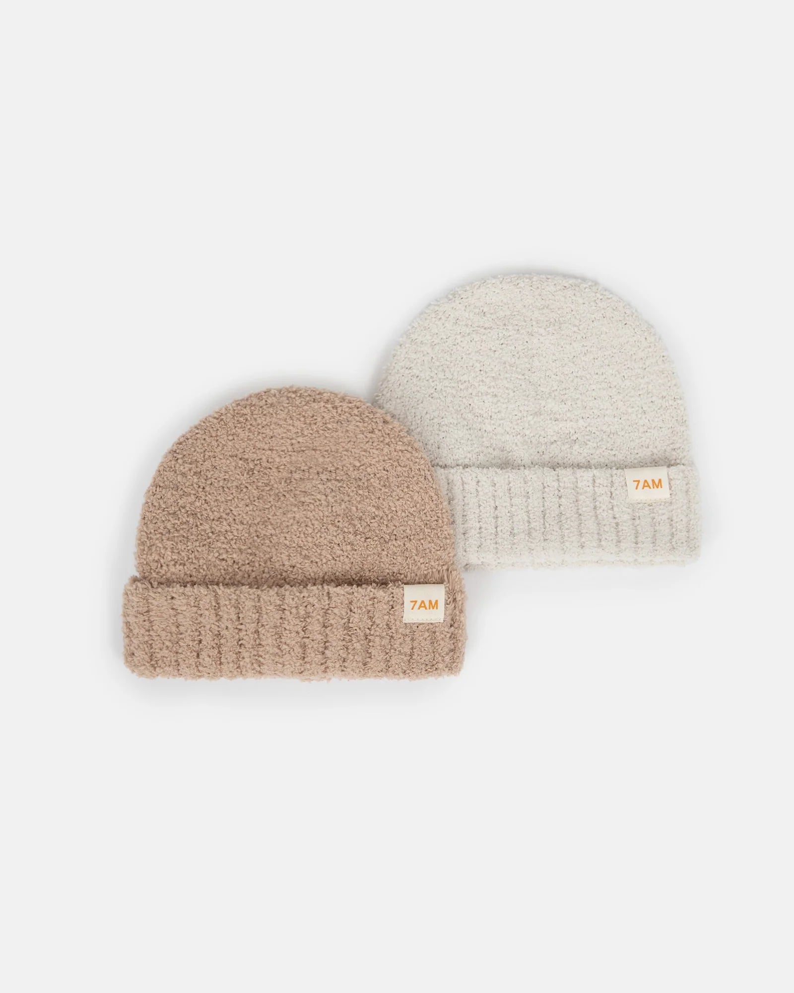 Pecan & Ecru Beanies Set of 2 - Fuzzy