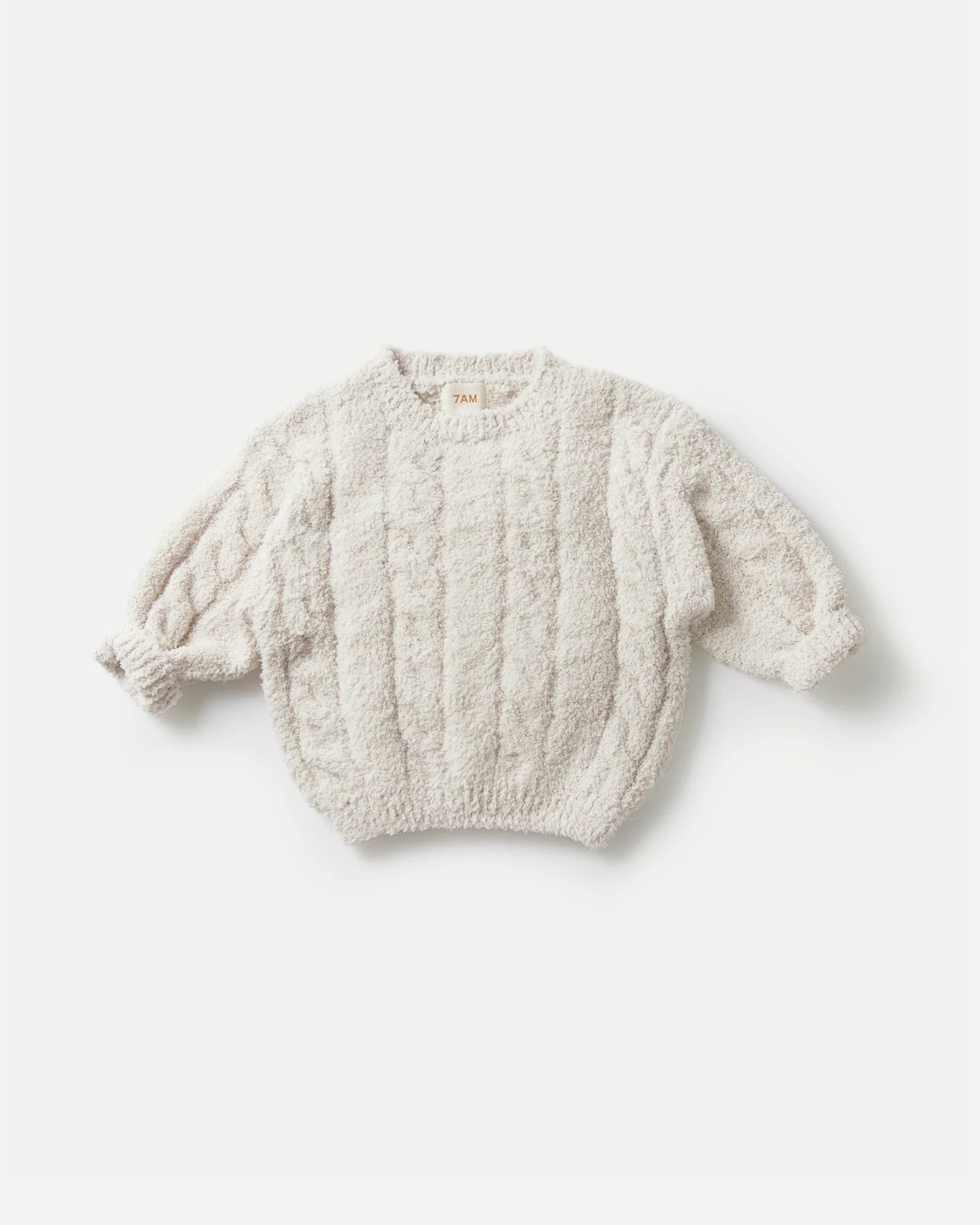 7 A.M. Fuzzy Boxy Cable Sweater - Ecru - Twinkle Twinkle Little One