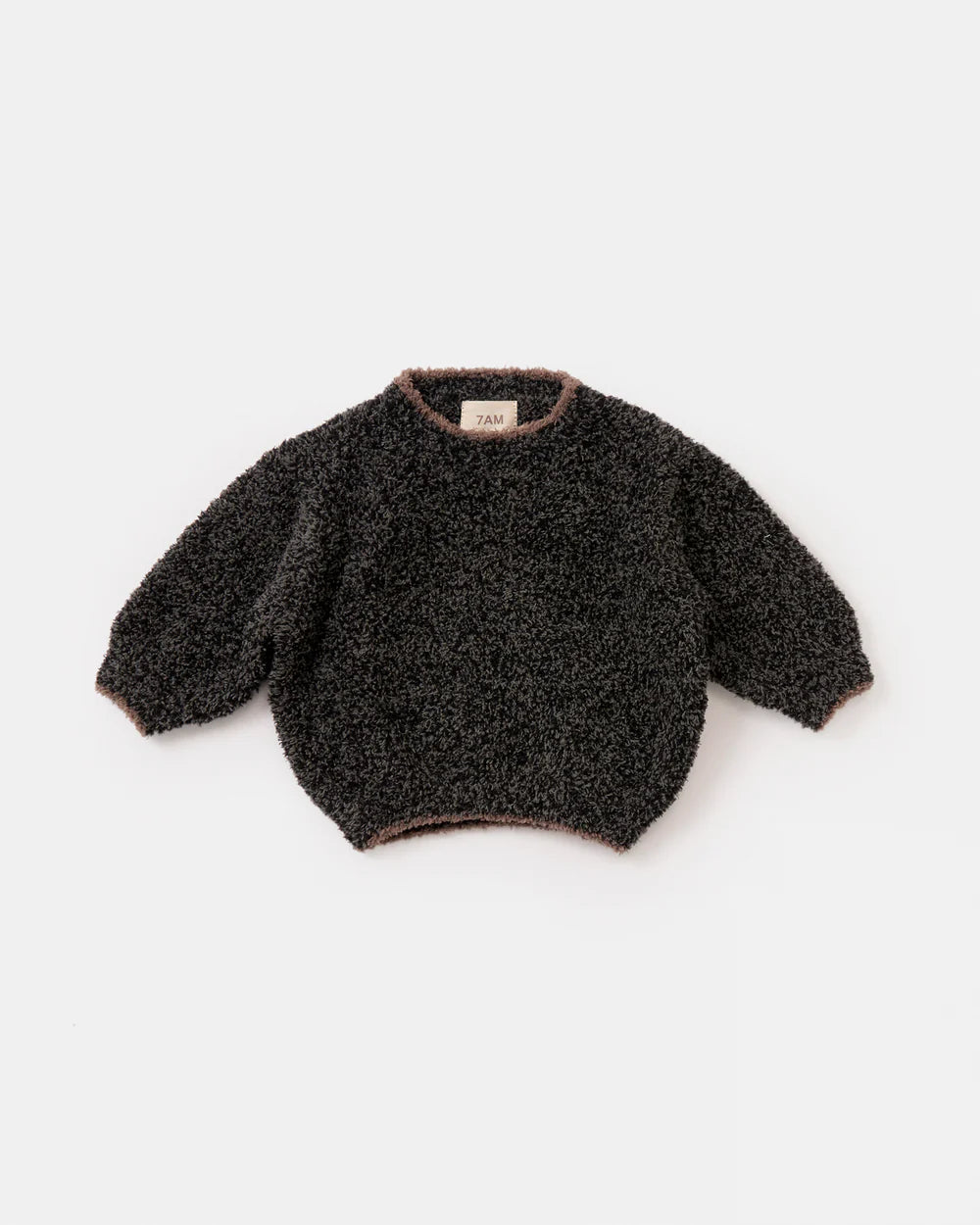 7 A.M. Enfant Boxy Sweater Fuzzy - Black Melange - Twinkle Twinkle Little One