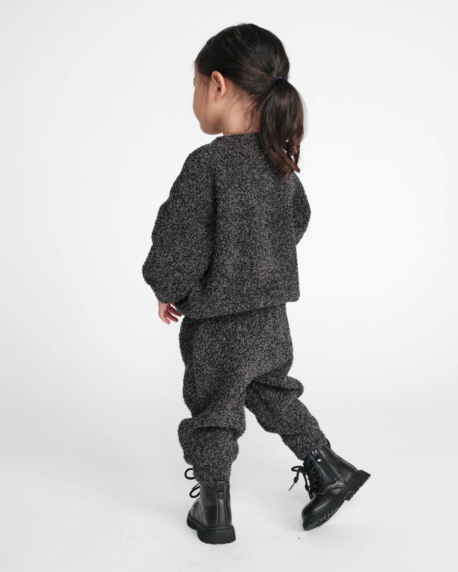 7 A.M. Enfant Boxy Sweater Fuzzy - Black Melange - Twinkle Twinkle Little One