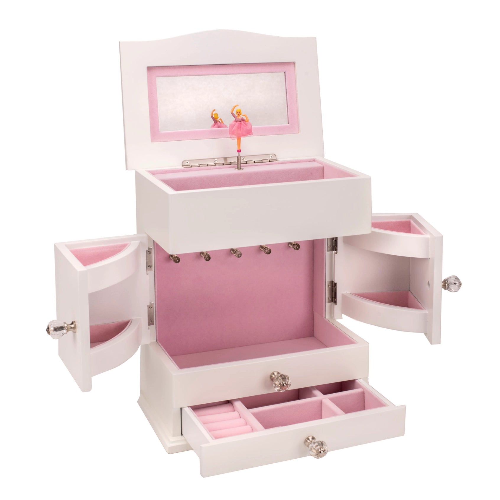 Graceful Grand Ballerina Musical Jewelry Box – White