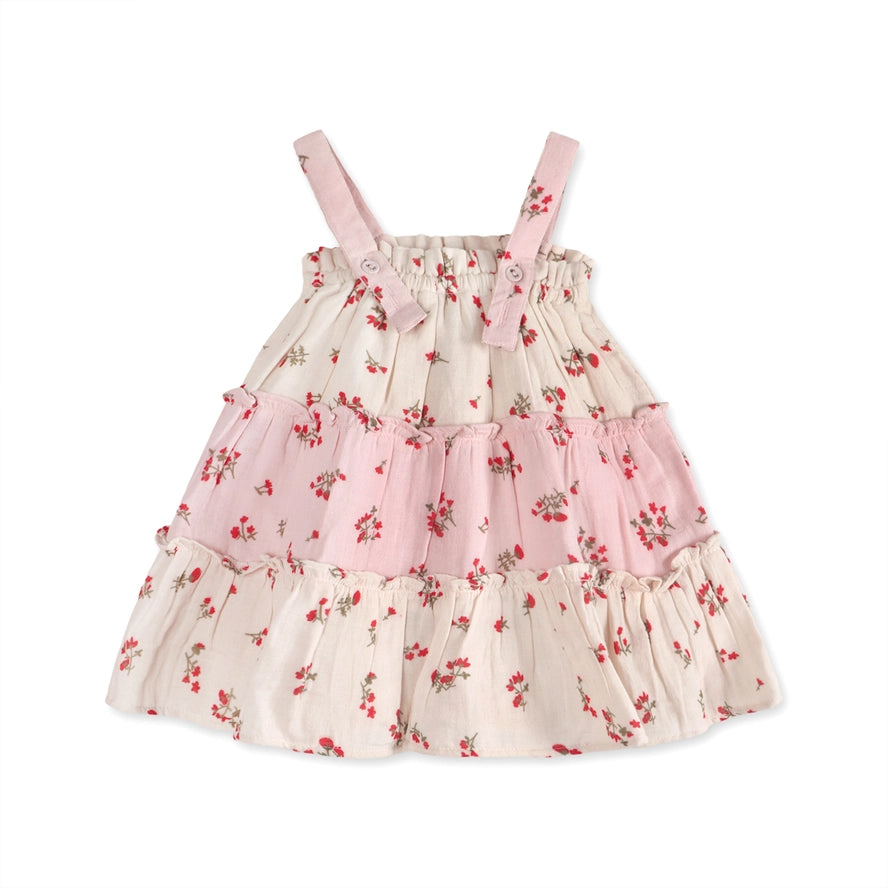 Bijou Tiered Floral Organic Baby Dress & Bloomer Set