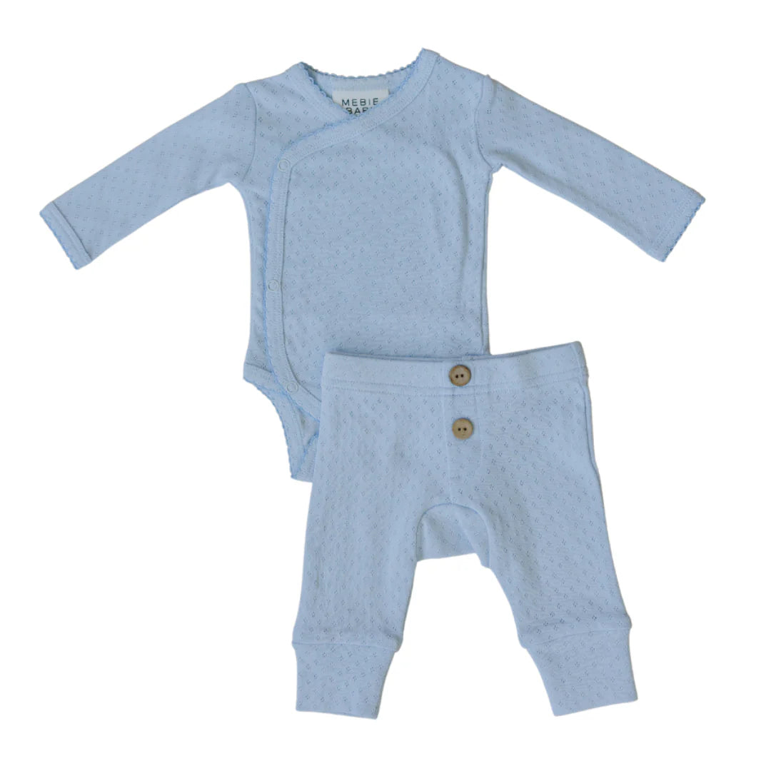 Blue Pointelle Layette Set - Newborn