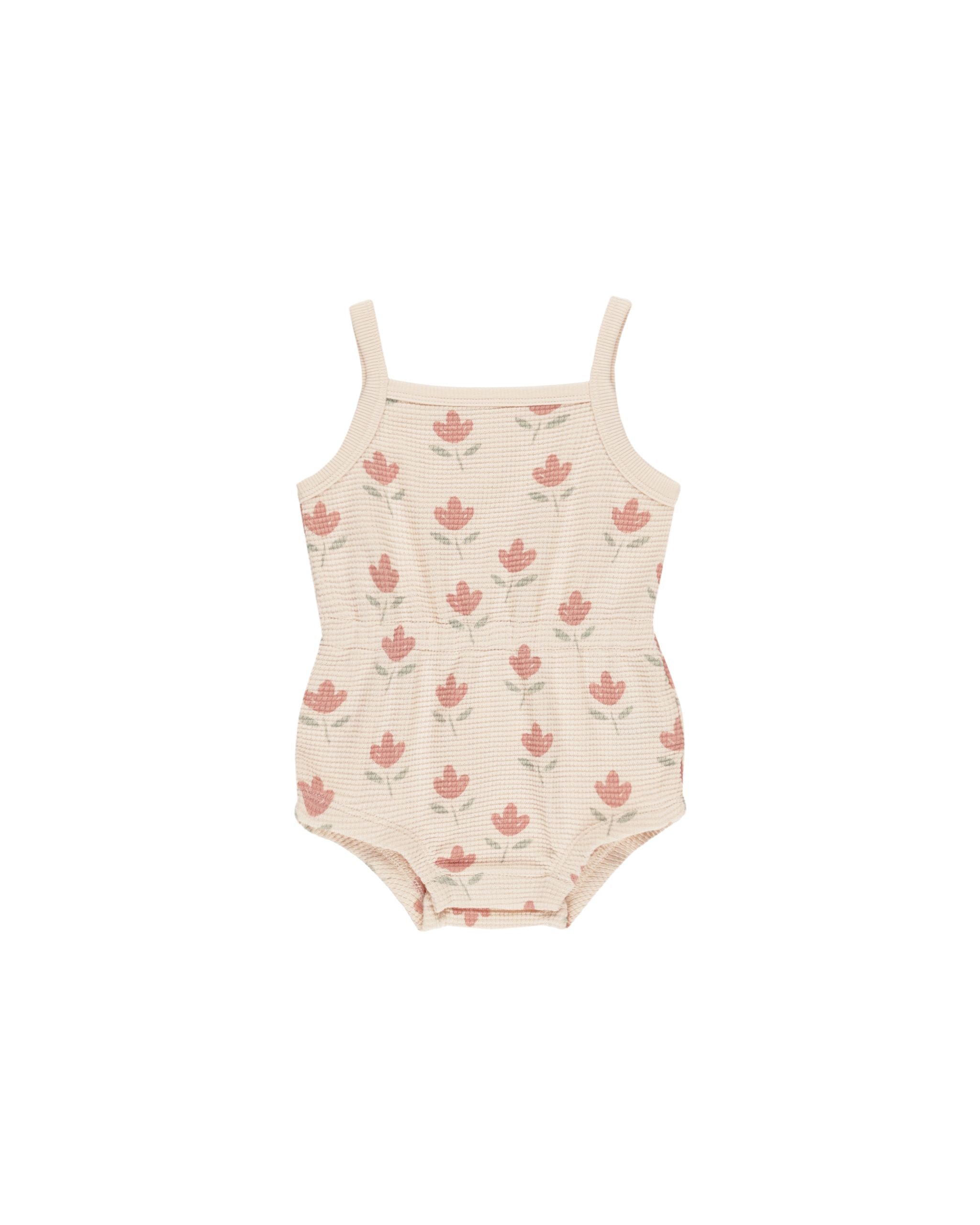 Waffle Cinch Romper - Tulips - Twinkle Twinkle Little One