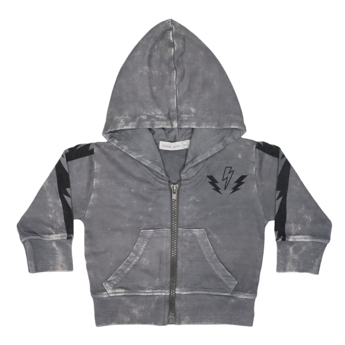 Bolts Print Enzyme Zip Hoodie - Twinkle Twinkle Little One