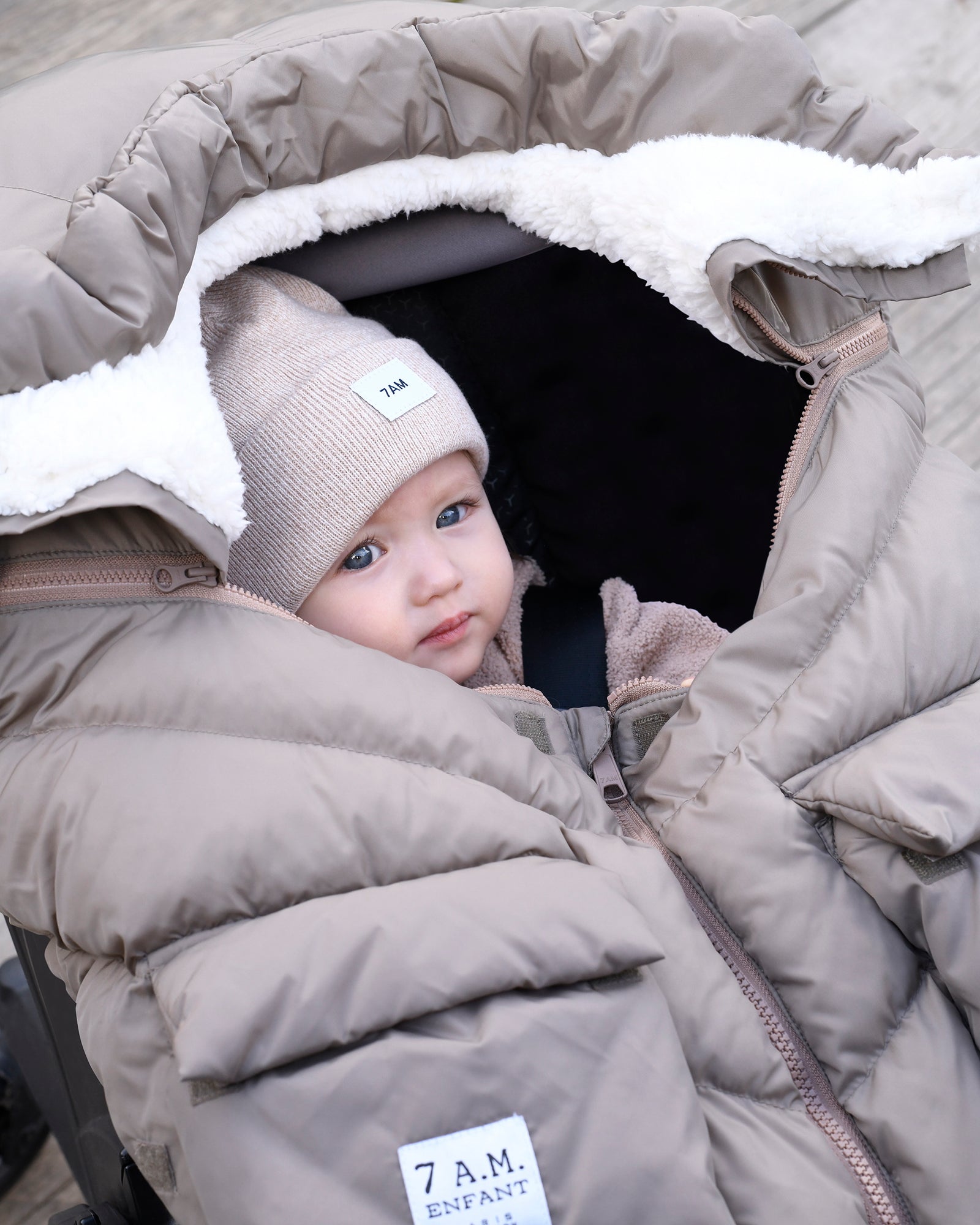 7 A.M. Enfant Car Seat Cocoon - Chestnut Oslo Cloud - Twinkle Twinkle Little One