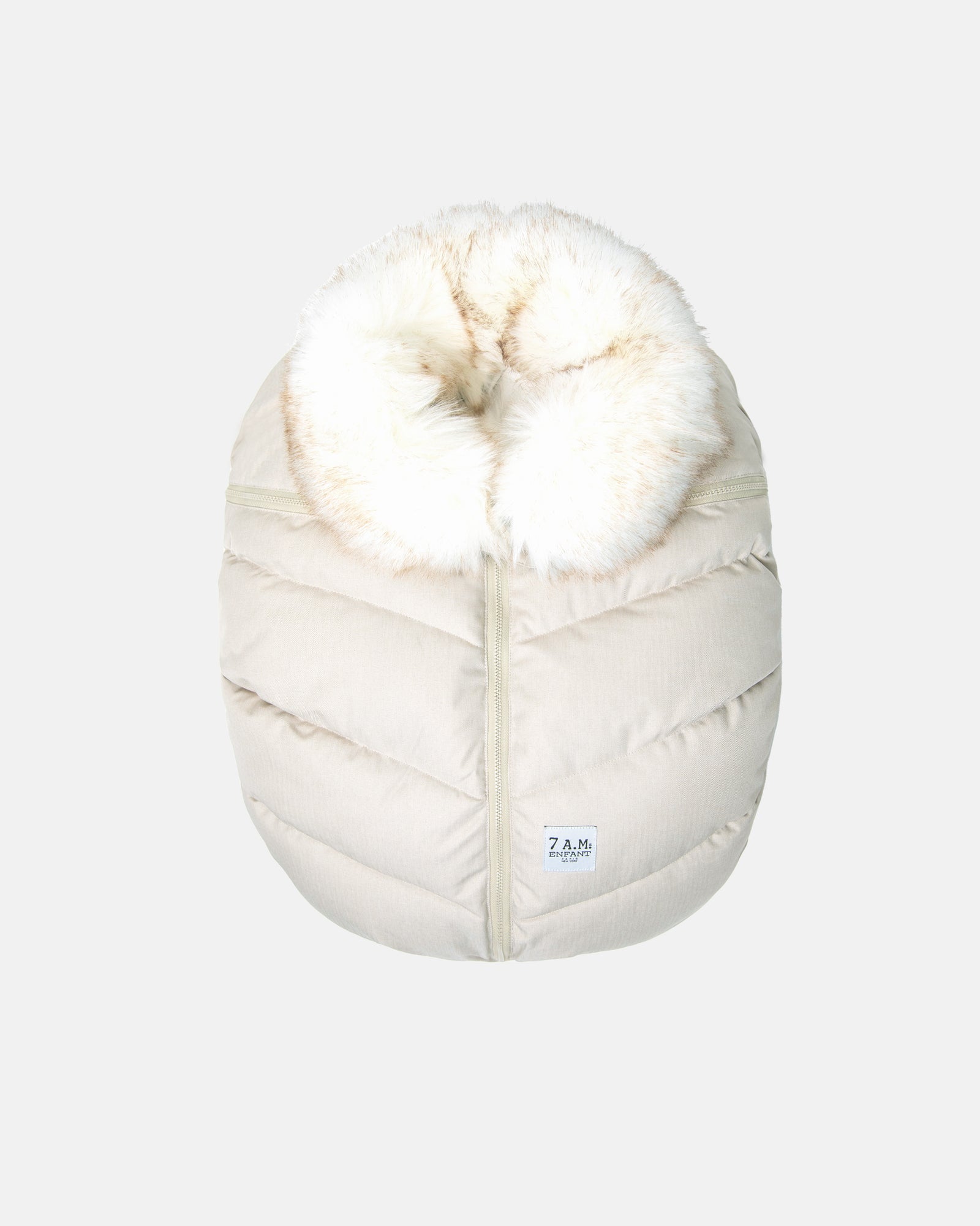 7 A.M. Enfant Car Seat Cocoon - Tundra Heather Beige White Faux Fur - Twinkle Twinkle Little One