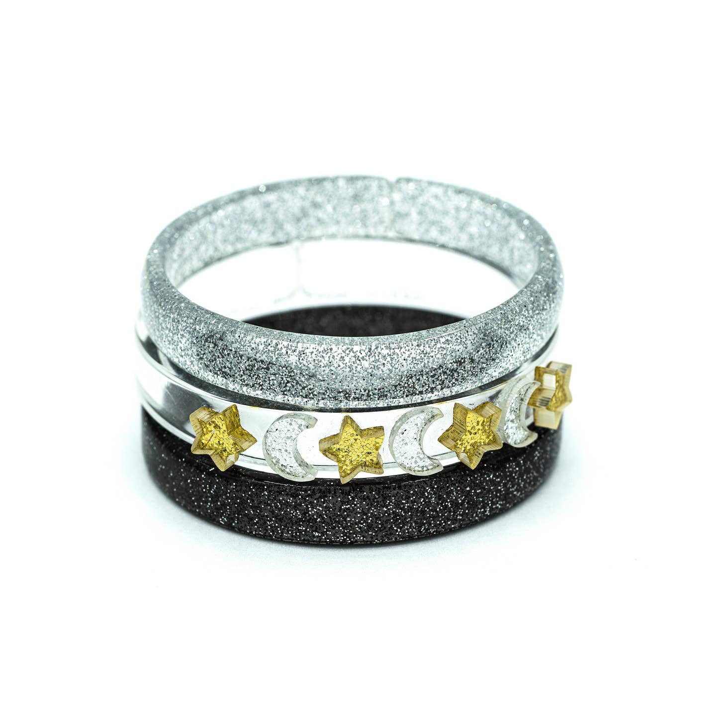 Celestial Glitter Star & Moon Bangles (Set of 3) - Twinkle Twinkle Little One