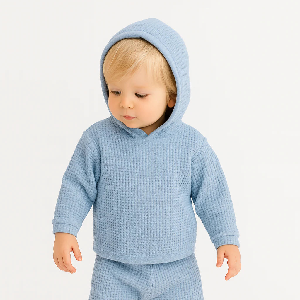 Chunky Thermal Loungewear Hoodie Set - Powder Blue