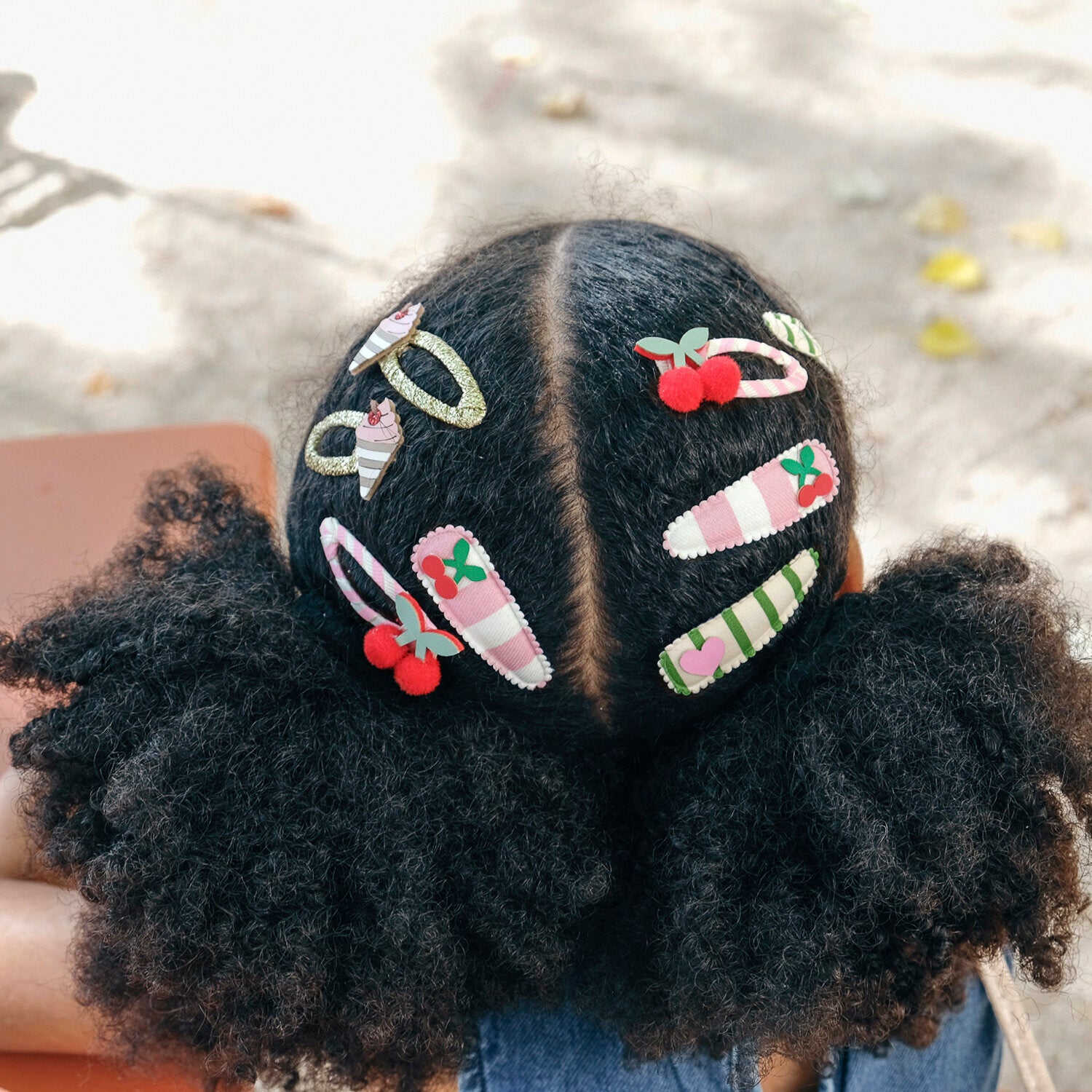 Cherry Kiss Stripy Hair Clips