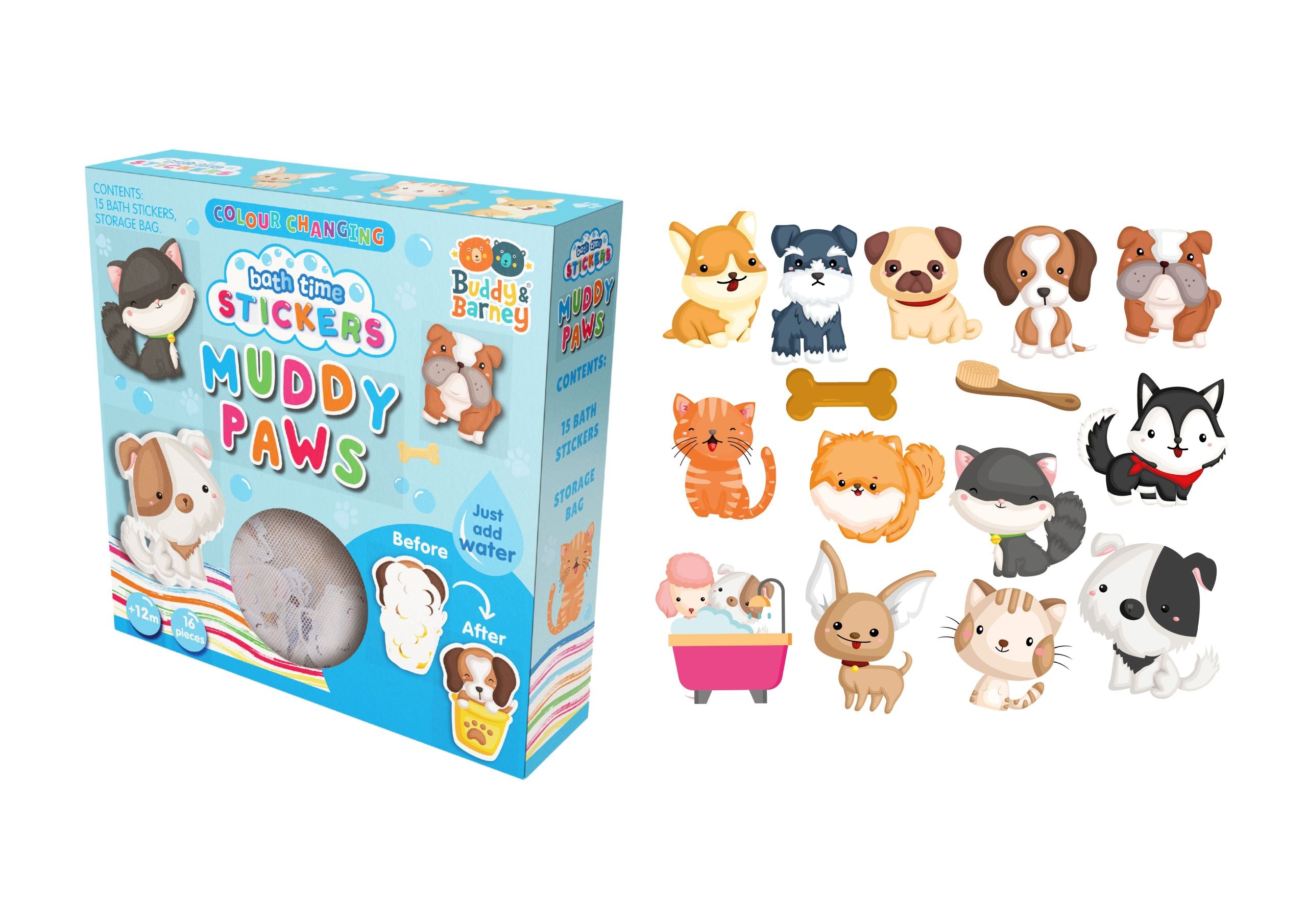 Colour Changing Bath Stickers Muddy Paws - Twinkle Twinkle Little One