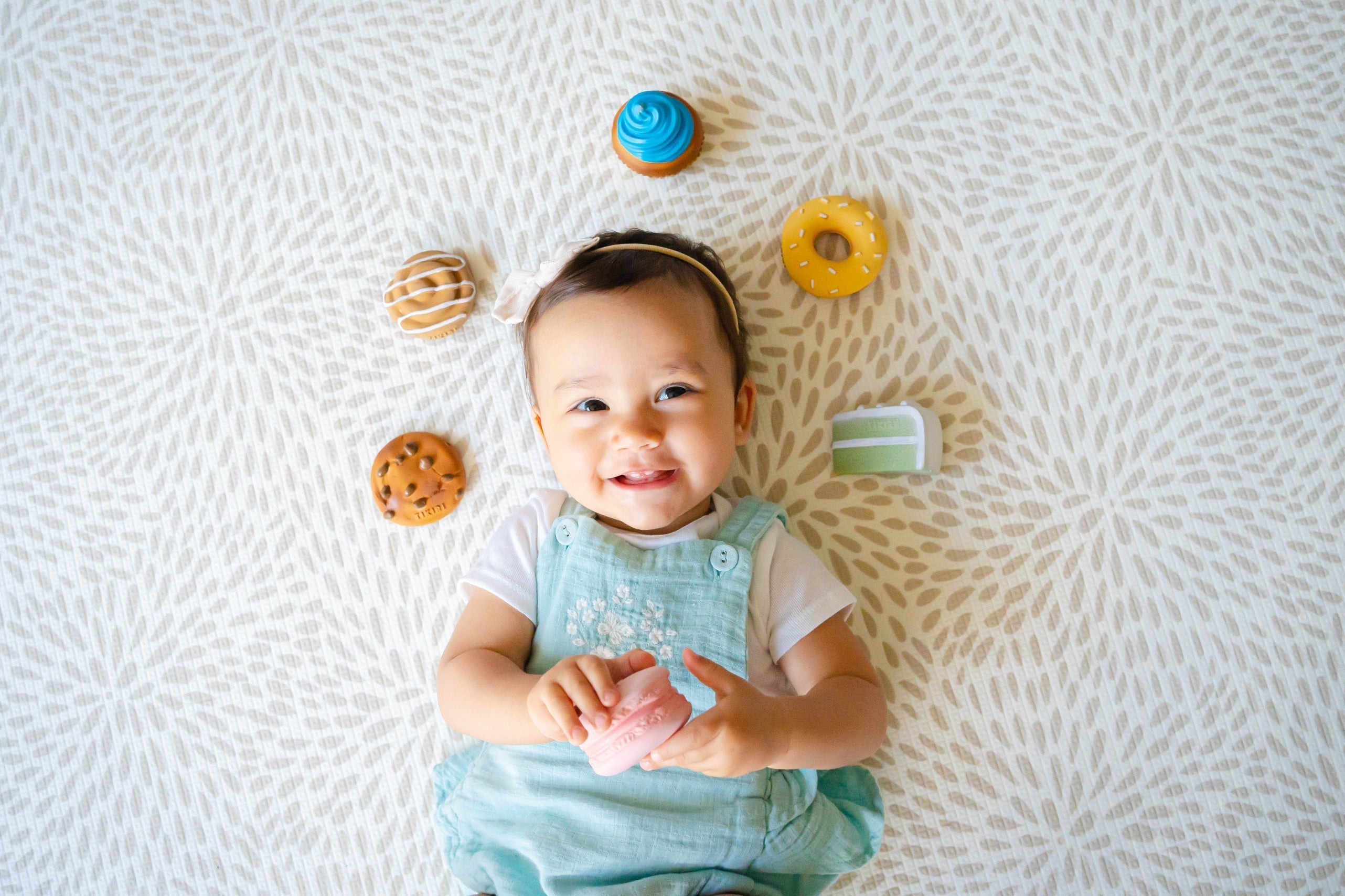 Donut Natural Rubber Teether, Rattle & Pretend Play - Twinkle Twinkle Little One