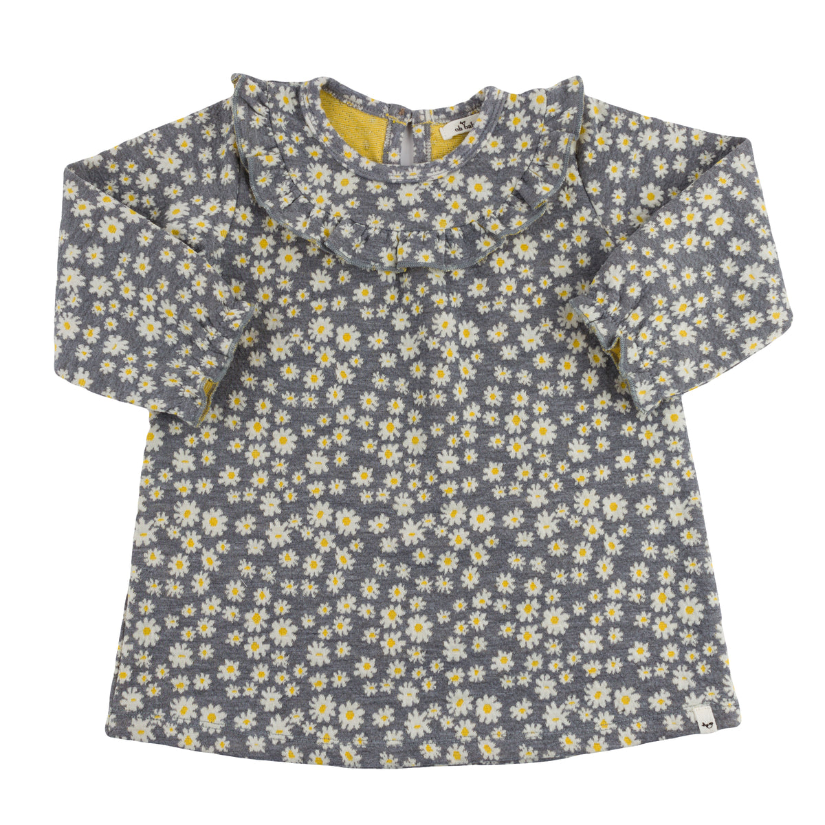 Pucker Mini Daisies Cora Dress Double Knit - Heather Gray - Twinkle Twinkle Little One