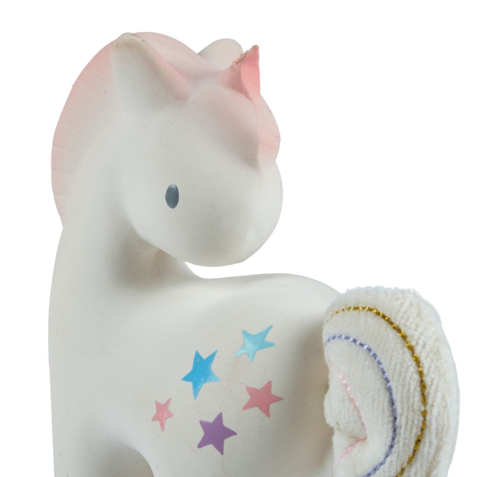 Cotton Candy Unicorn Natural Rubber Rattle with Crinkle Tail - Twinkle Twinkle Little One