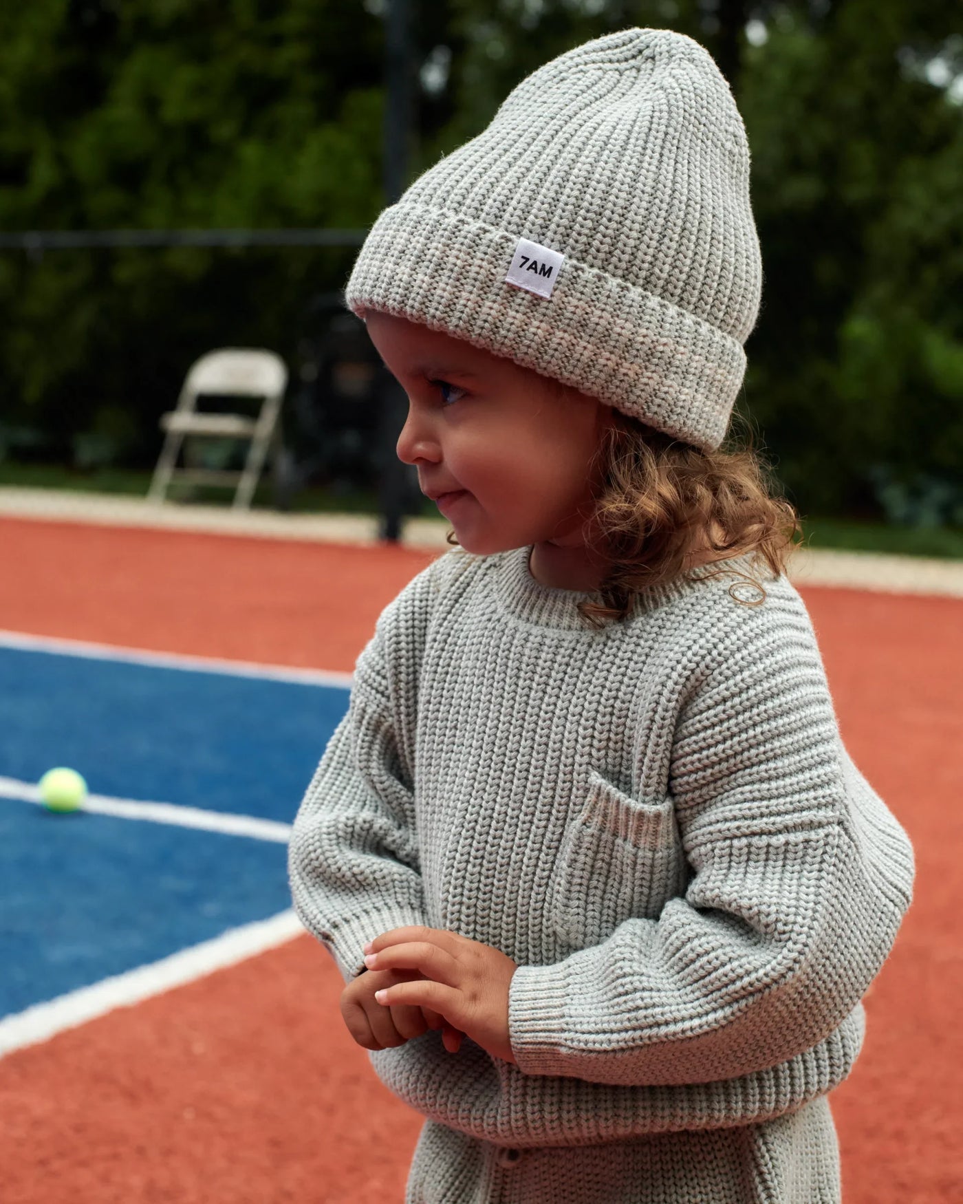 7 A.M. Chunky Tennis Beanie - Pearl Grey Ecru - Twinkle Twinkle Little One