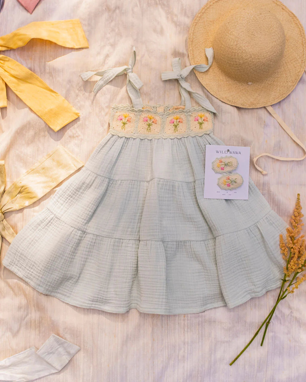 Crochet Dress in Blue Bouquet