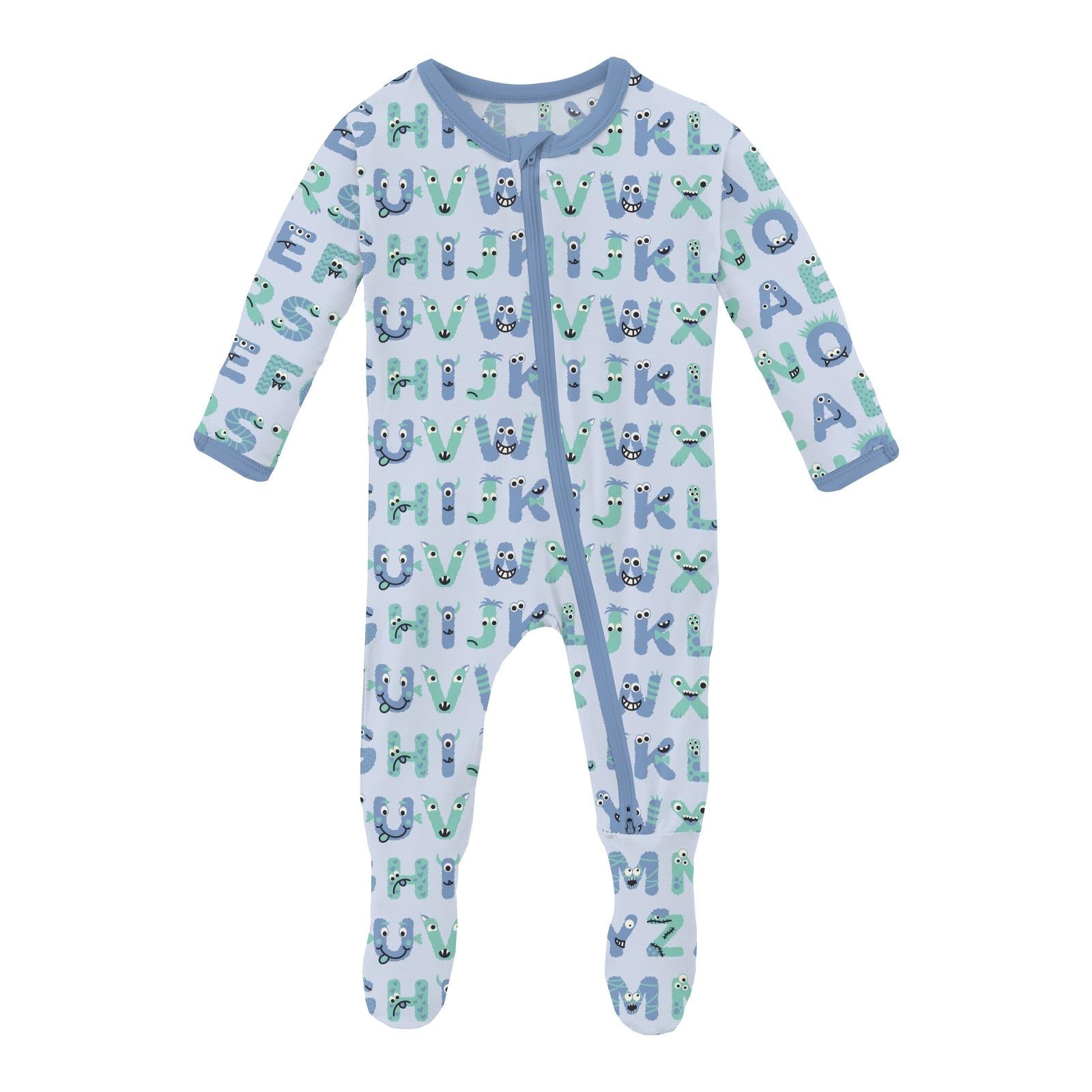 Kickee Pants - Print Footie with Zipper - Dew ABC Monsters - Twinkle Twinkle Little One