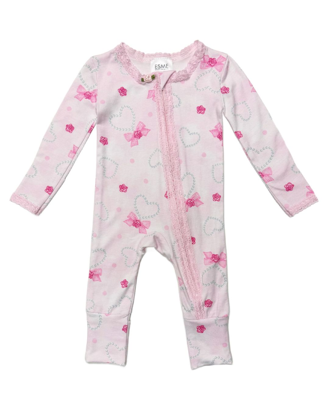 Pearly Hearts Lace Trim Flip Footie - Twinkle Twinkle Little One