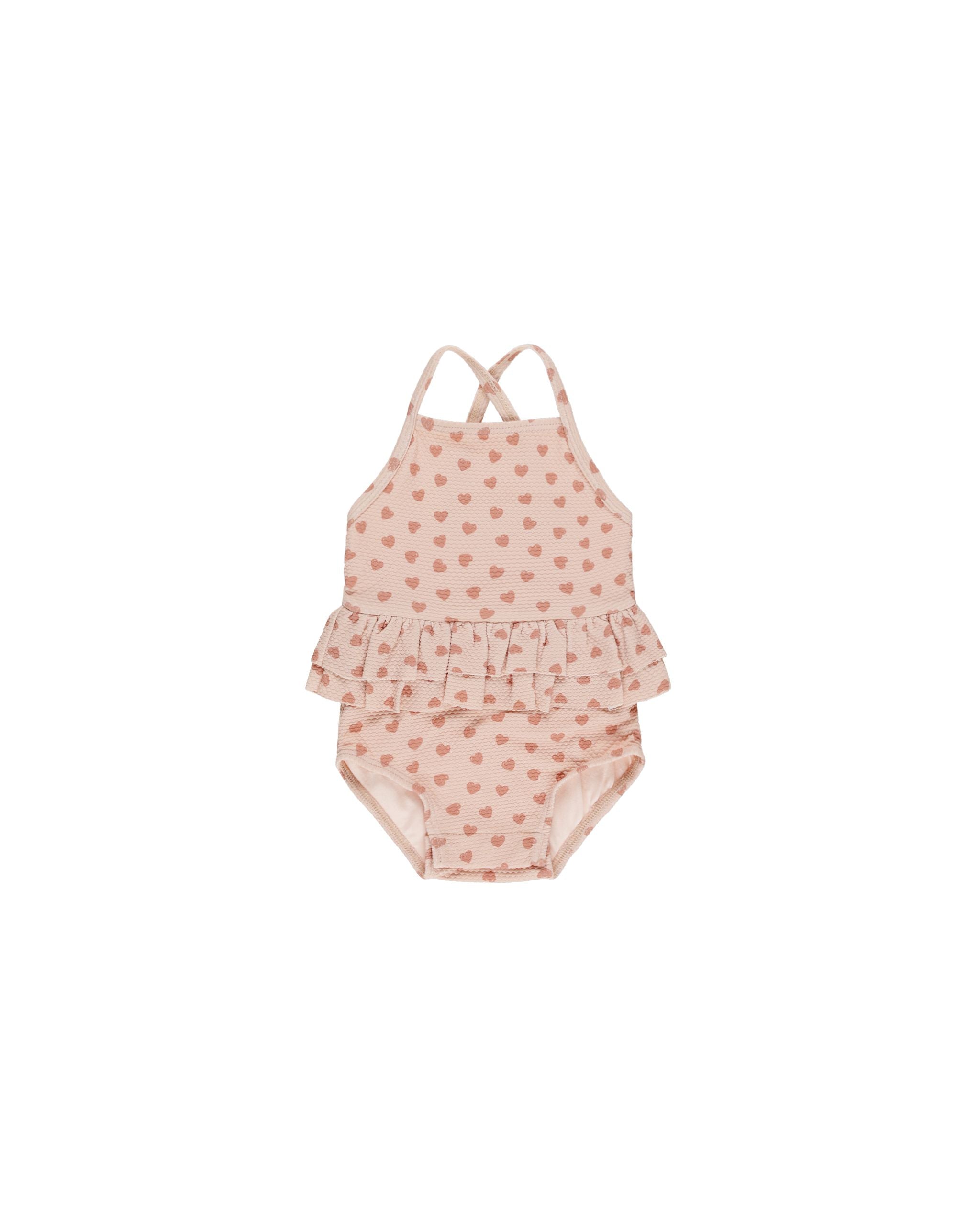 Ruffled One-Piece Swimsuit - Hearts - Twinkle Twinkle Little One