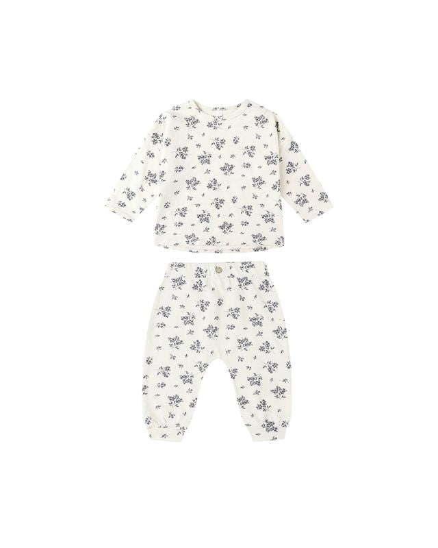 Long Sleeve Tee + Pant Set || Blue Floral - Twinkle Twinkle Little One