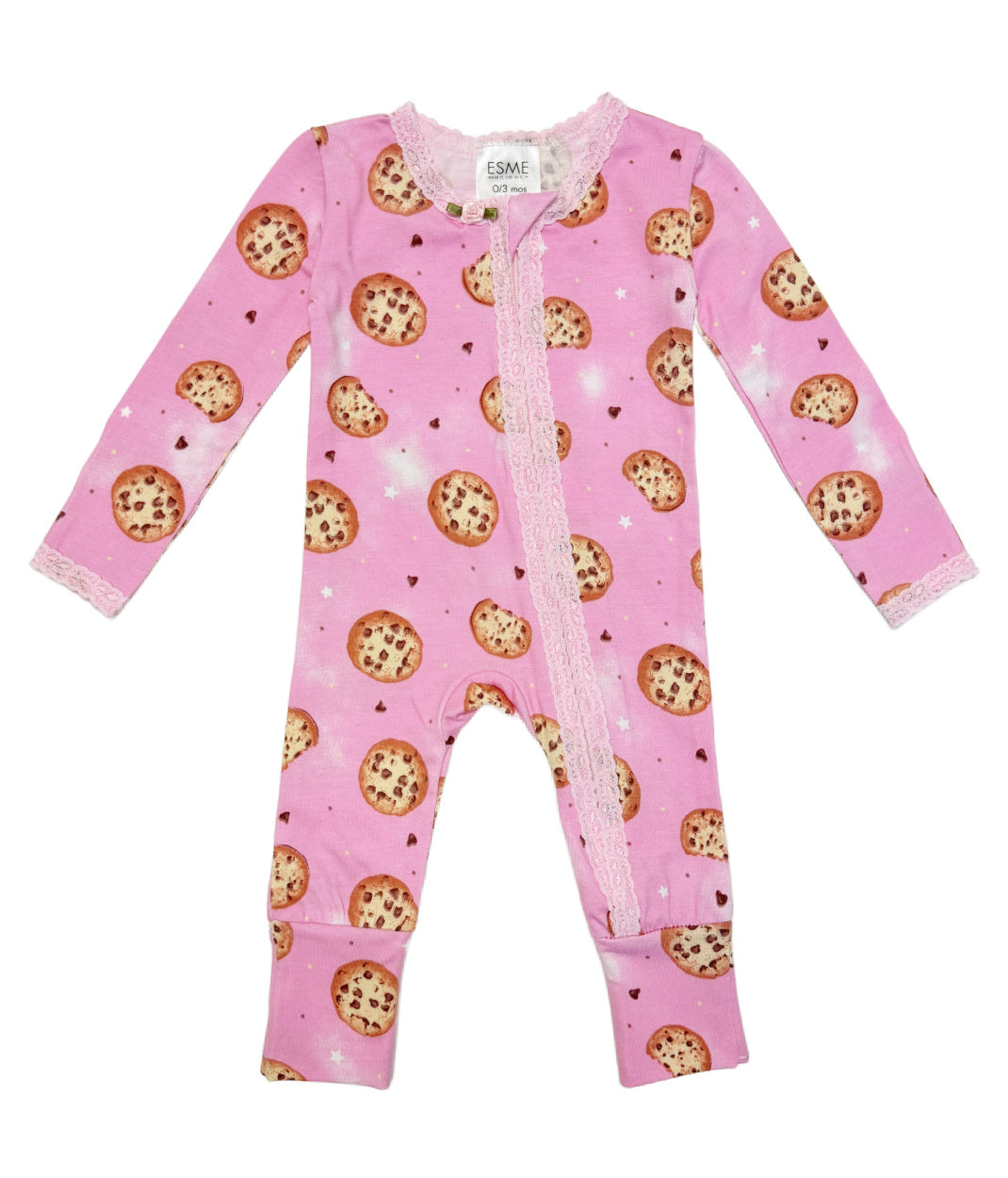 Bubblegum Cookie Lace Trim Flip-Footie - Twinkle Twinkle Little One