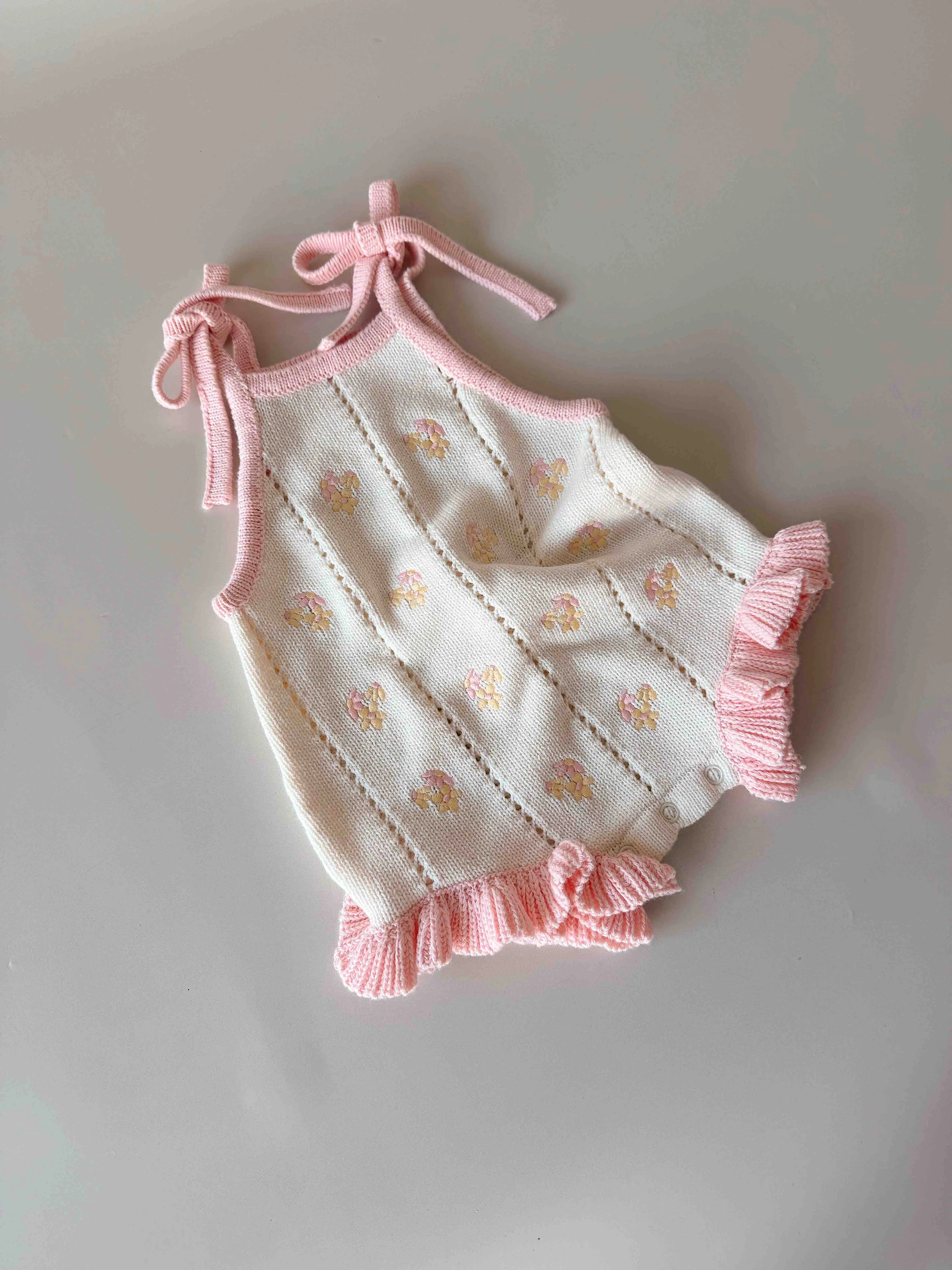 Bloom Pointelle Tie Romper - Cosmos