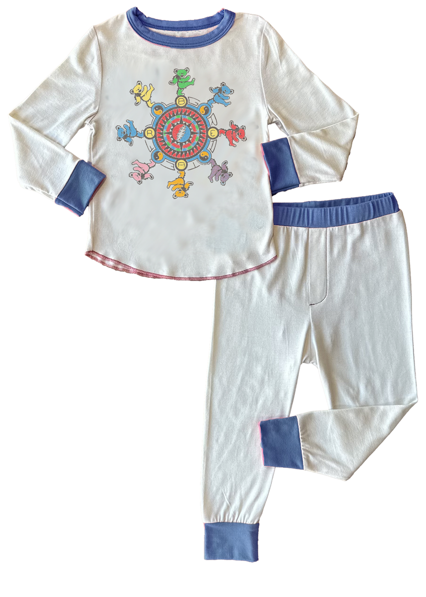 Rowdy Sprout Grateful Dead Circle Bears Blue Pajamas Vintage White / Blue