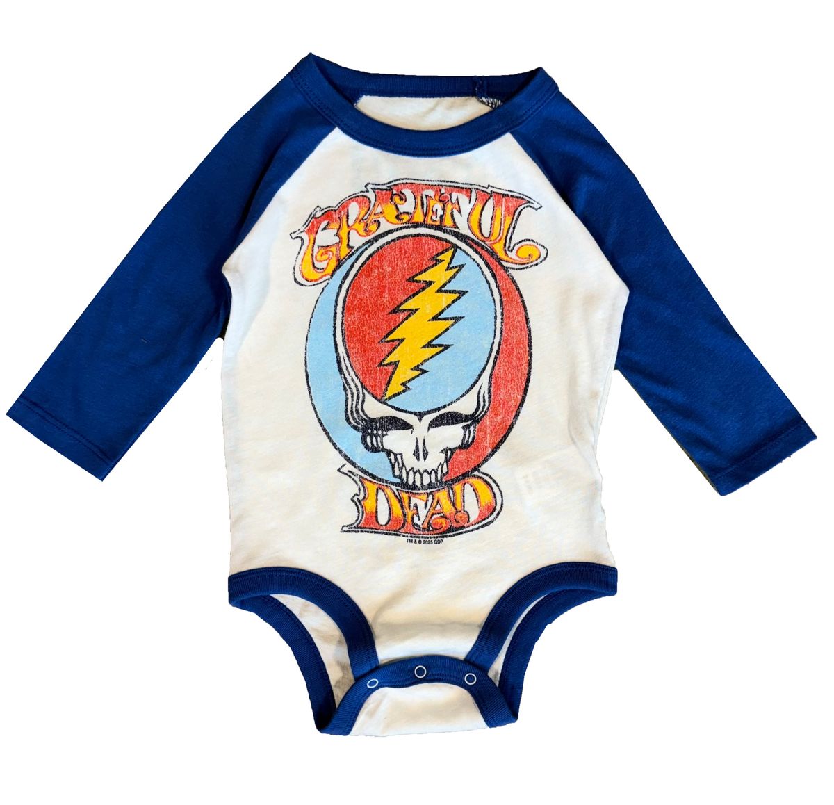 Rowdy Sprout Grateful Dead SYF Classic Raglan Onesie Vintage White / Blue
