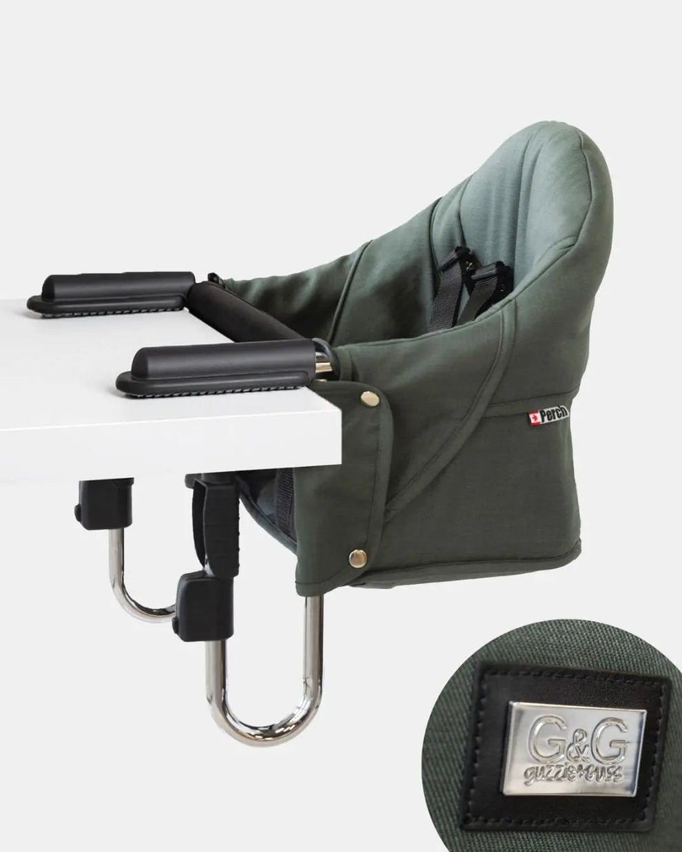 guzzie+Guss Perch Hanging High Chair - Tropical Green (Chrome Frame)