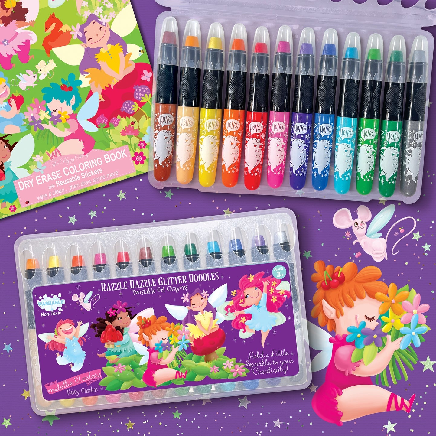 Glitter Fairy Dry Erase Coloring Gift Set - Twinkle Twinkle Little One