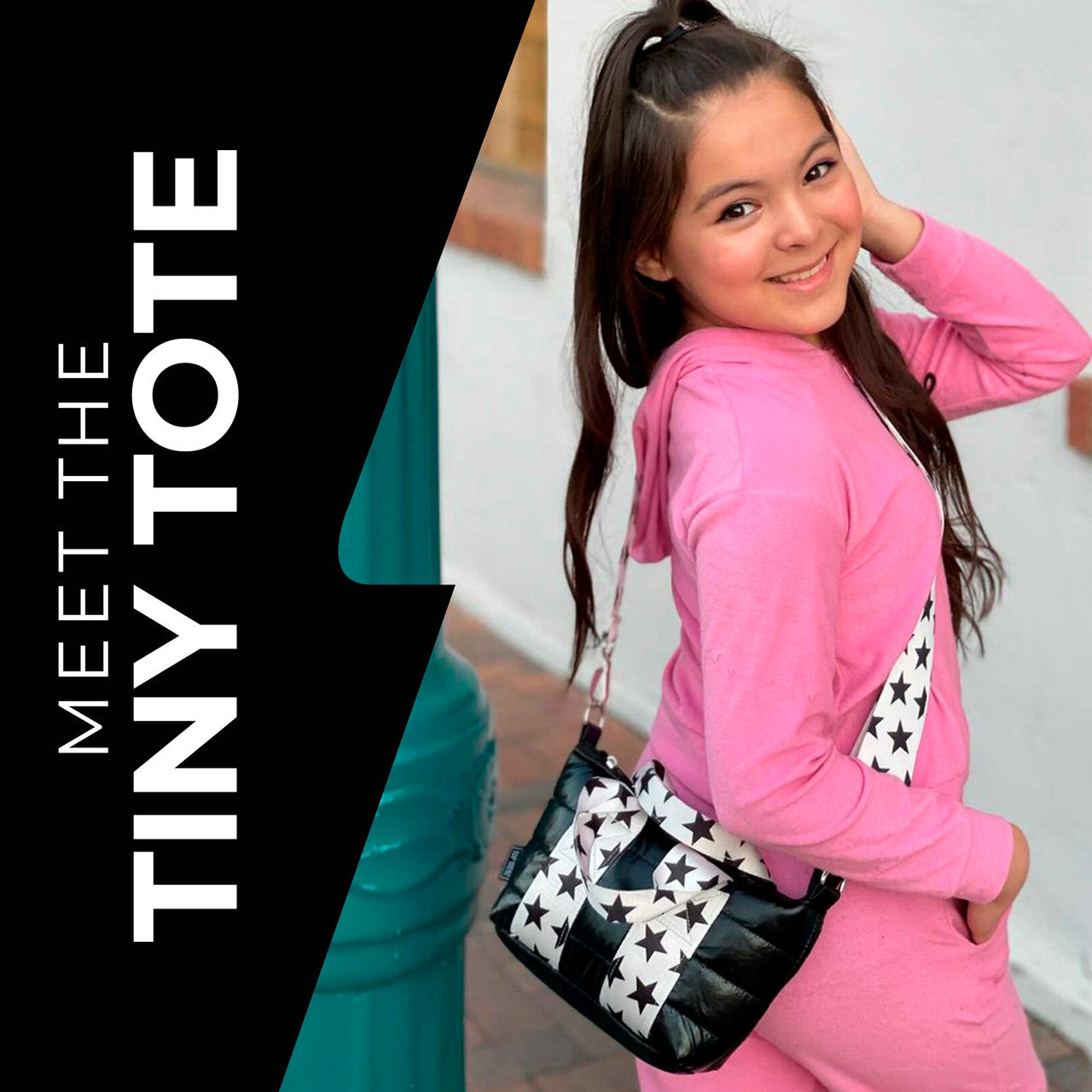 Gunmetal Puffer Tiny Tote Rainbow Track Straps - Twinkle Twinkle Little One