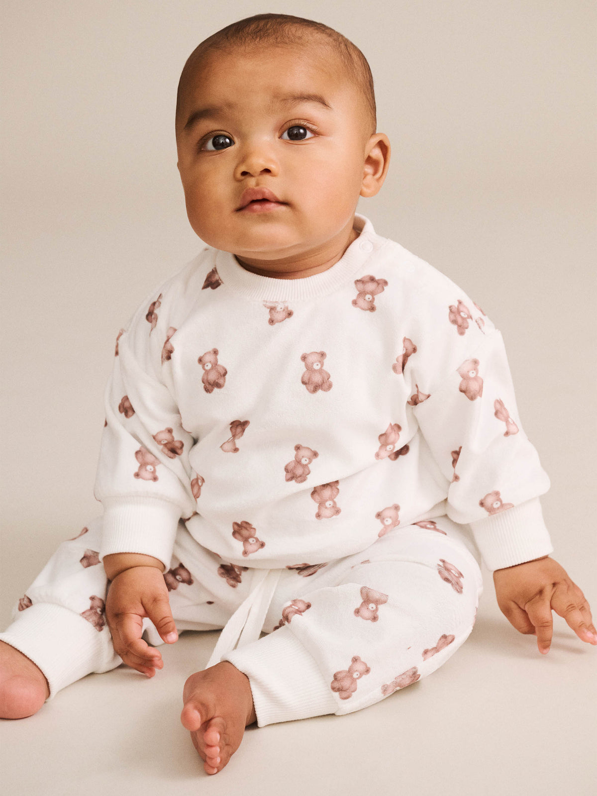 My First Hux Velour 2PC Set - Almond Milk