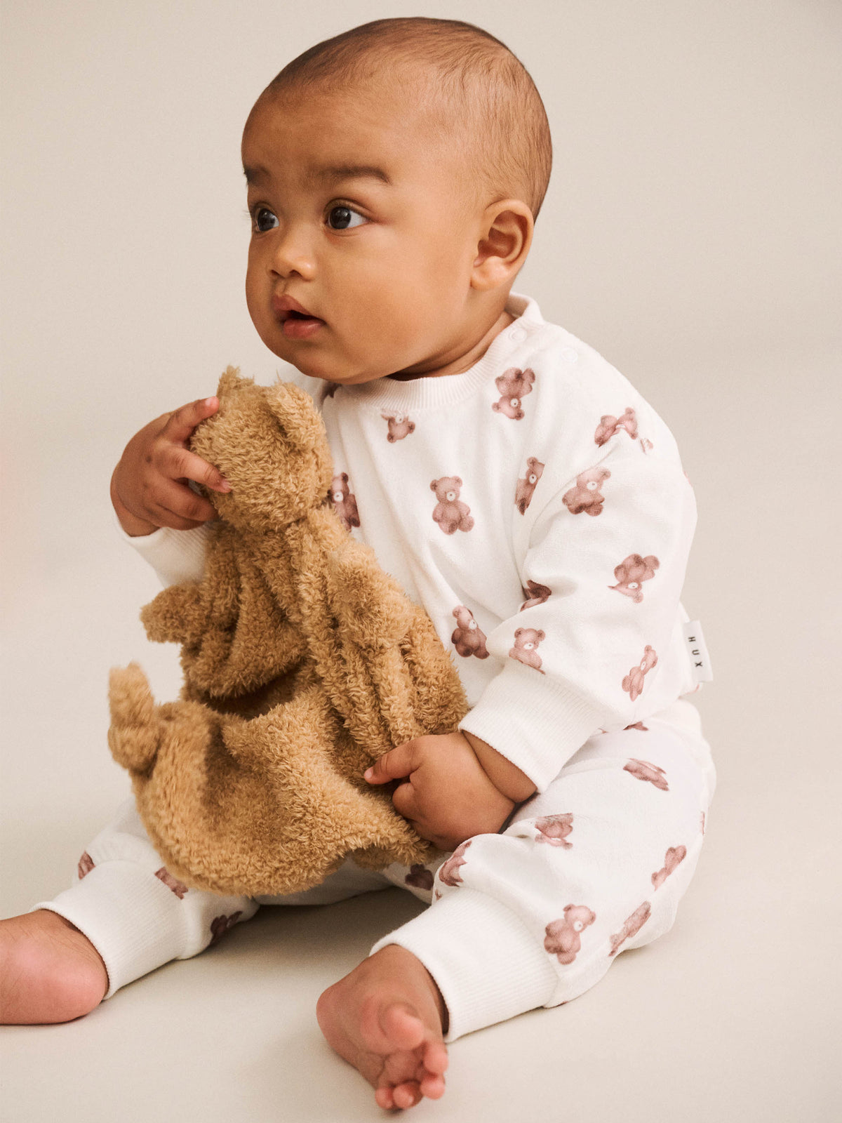 My First Hux Velour 2PC Set - Almond Milk