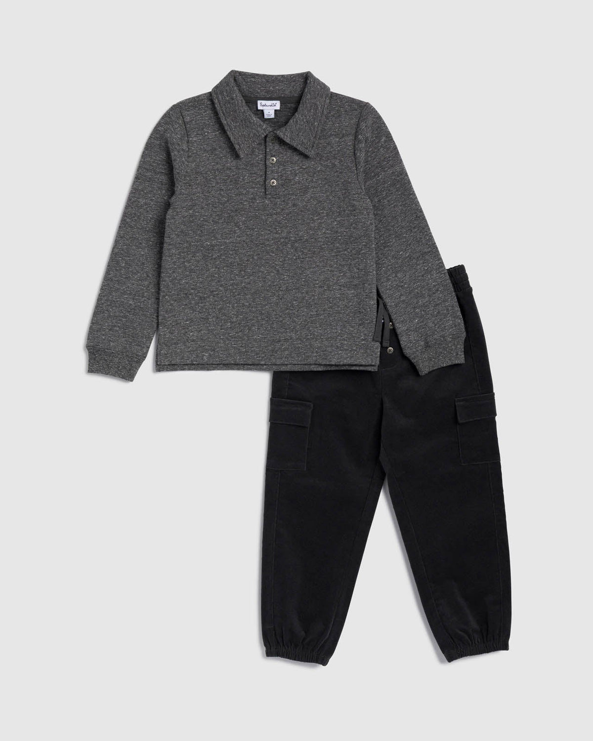 Toddler Salt and Pepper Polo Set - Carbon Heather