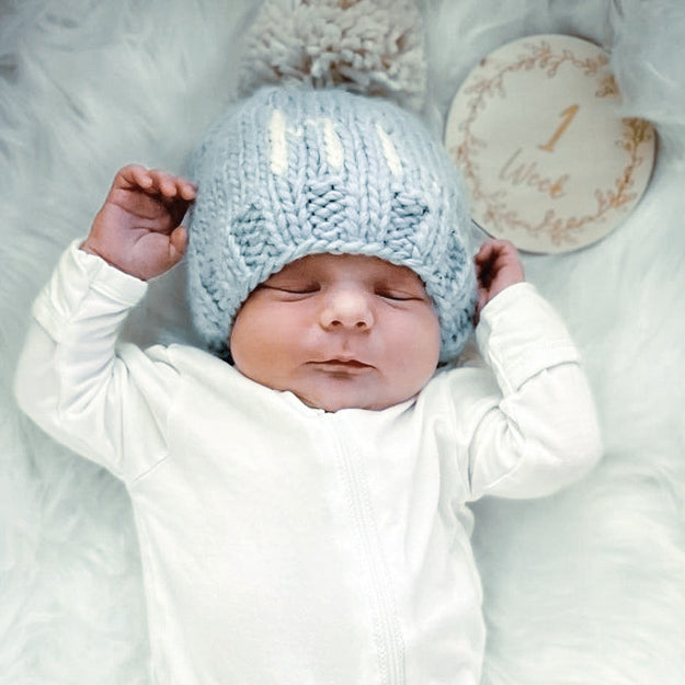 Hi. Surf Blue Hand Knit Beanie Hat - Twinkle Twinkle Little One