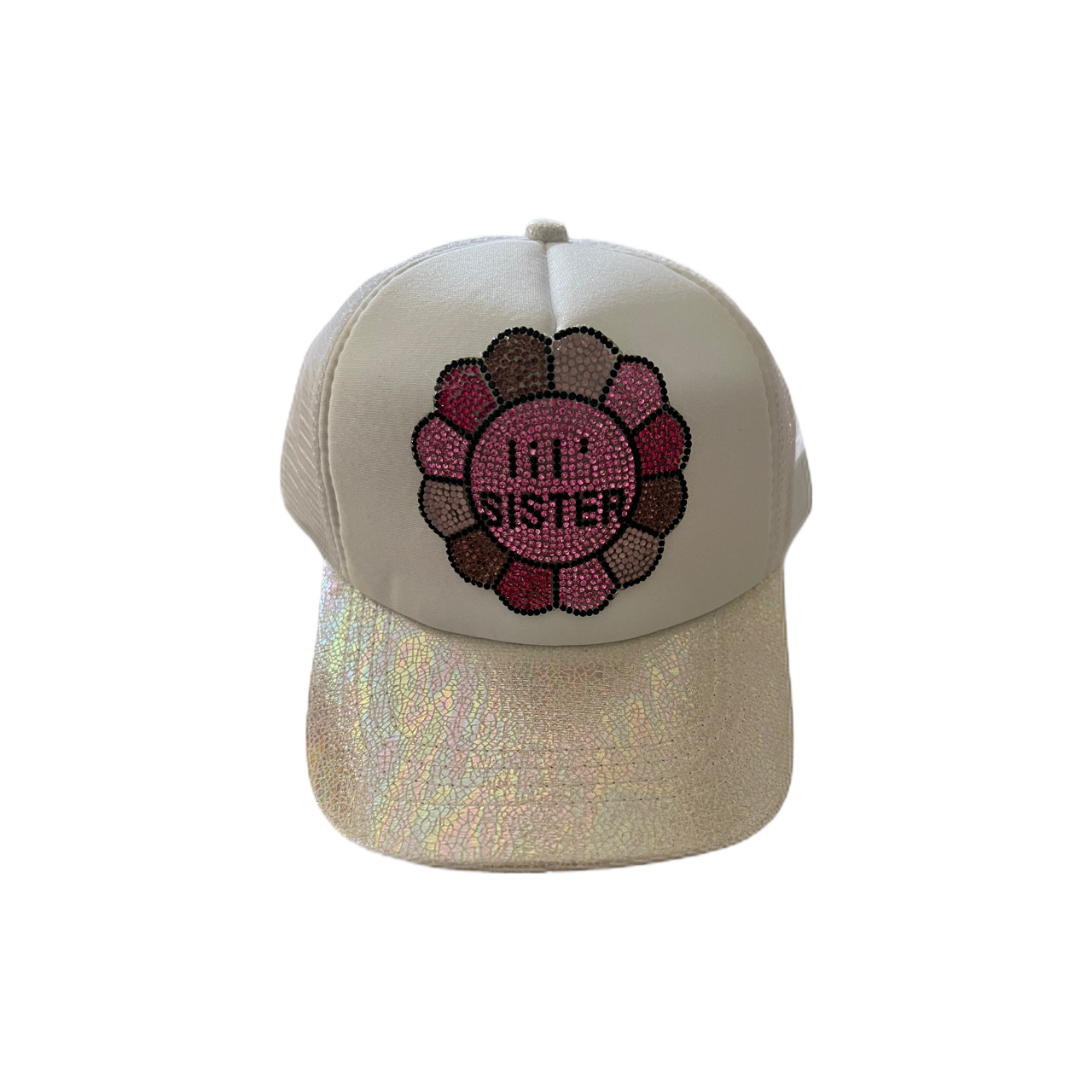 Shimmer White Lil Sis Toddler Trucker Hat - Twinkle Twinkle Little One