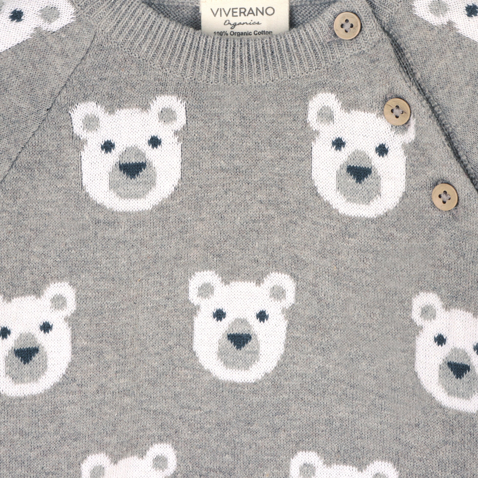 Bear Jacquard Knit Baby Raglan Pullover Sweater & Pant Set - Heather Grey - Twinkle Twinkle Little One