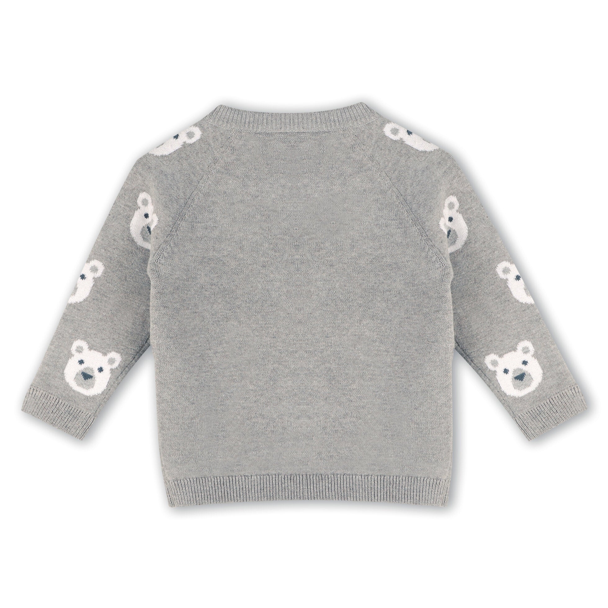 Bear Jacquard Knit Baby Raglan Pullover Sweater & Pant Set - Heather Grey - Twinkle Twinkle Little One