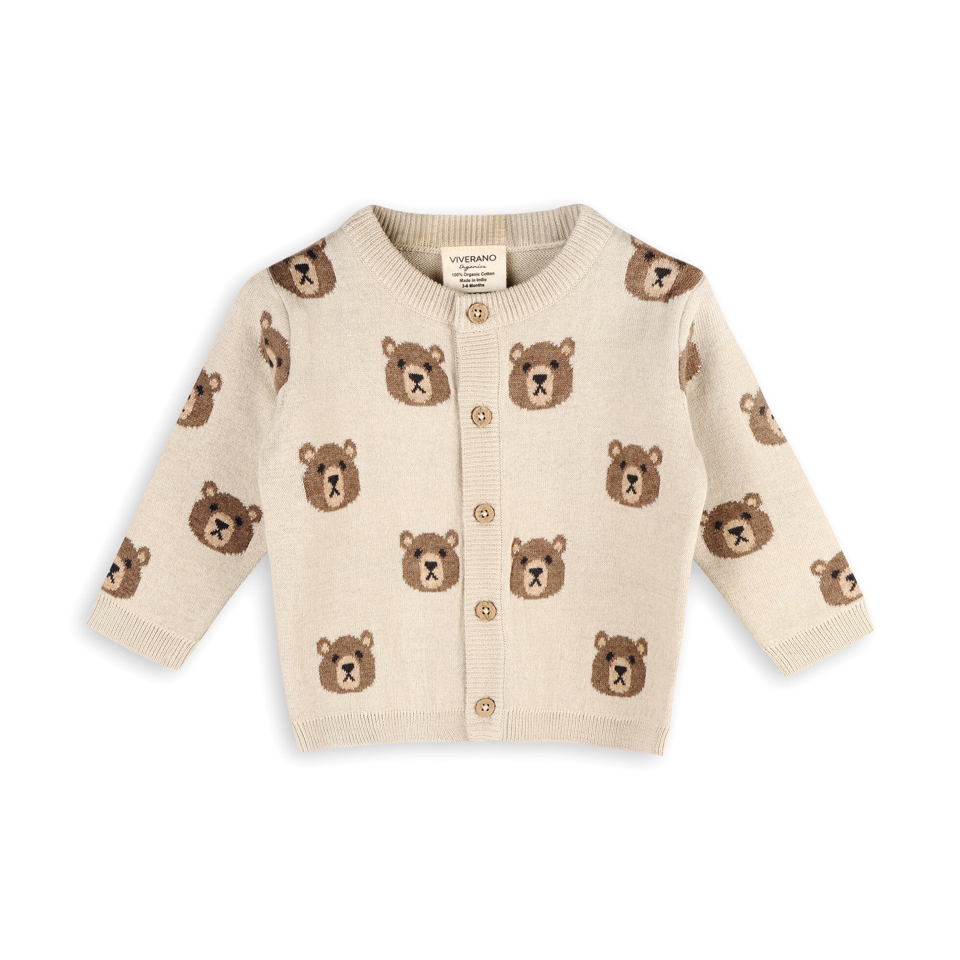 Brown Bear Jacquard Button Cardigan Baby Sweater - Twinkle Twinkle Little One