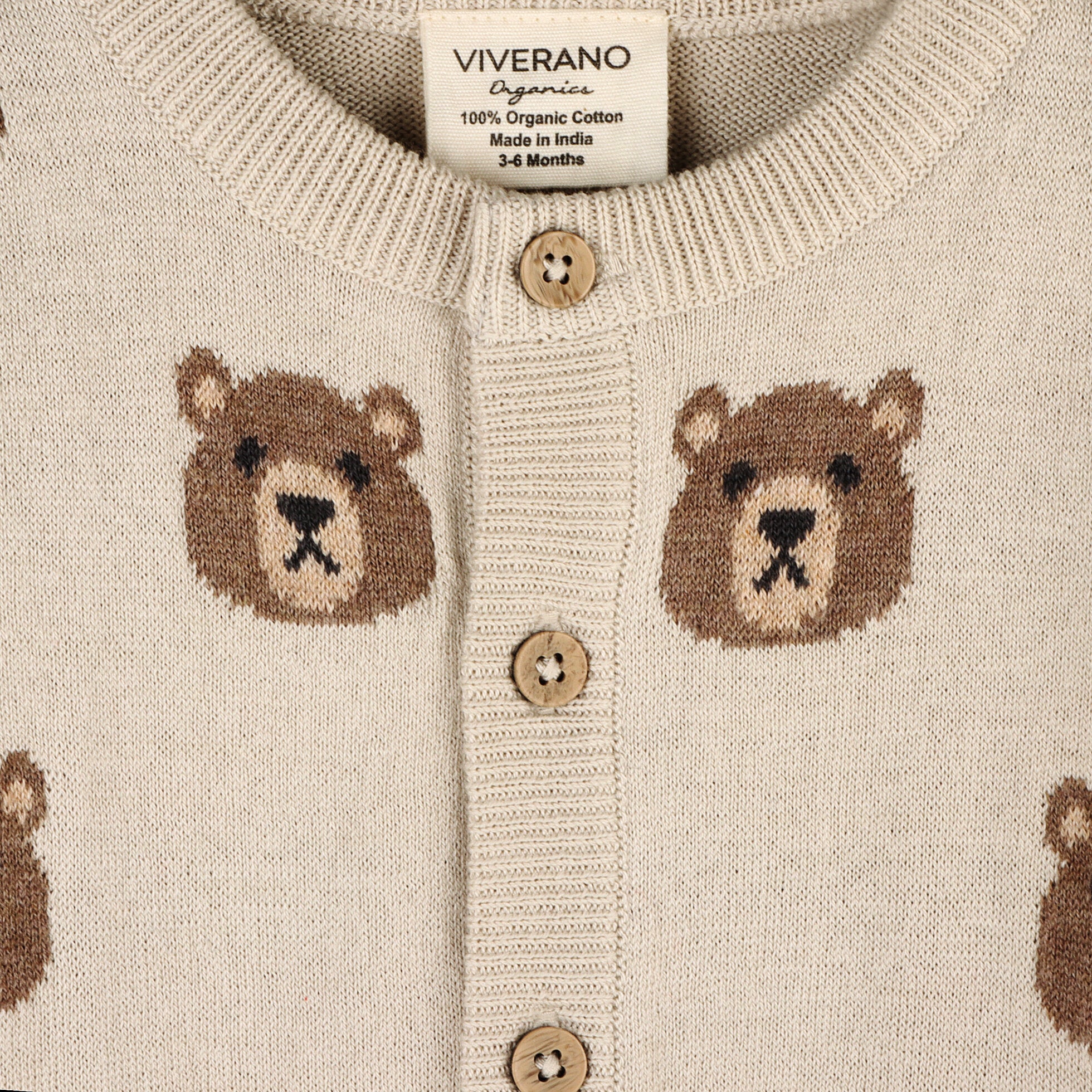 Brown Bear Jacquard Button Cardigan Baby Sweater - Twinkle Twinkle Little One