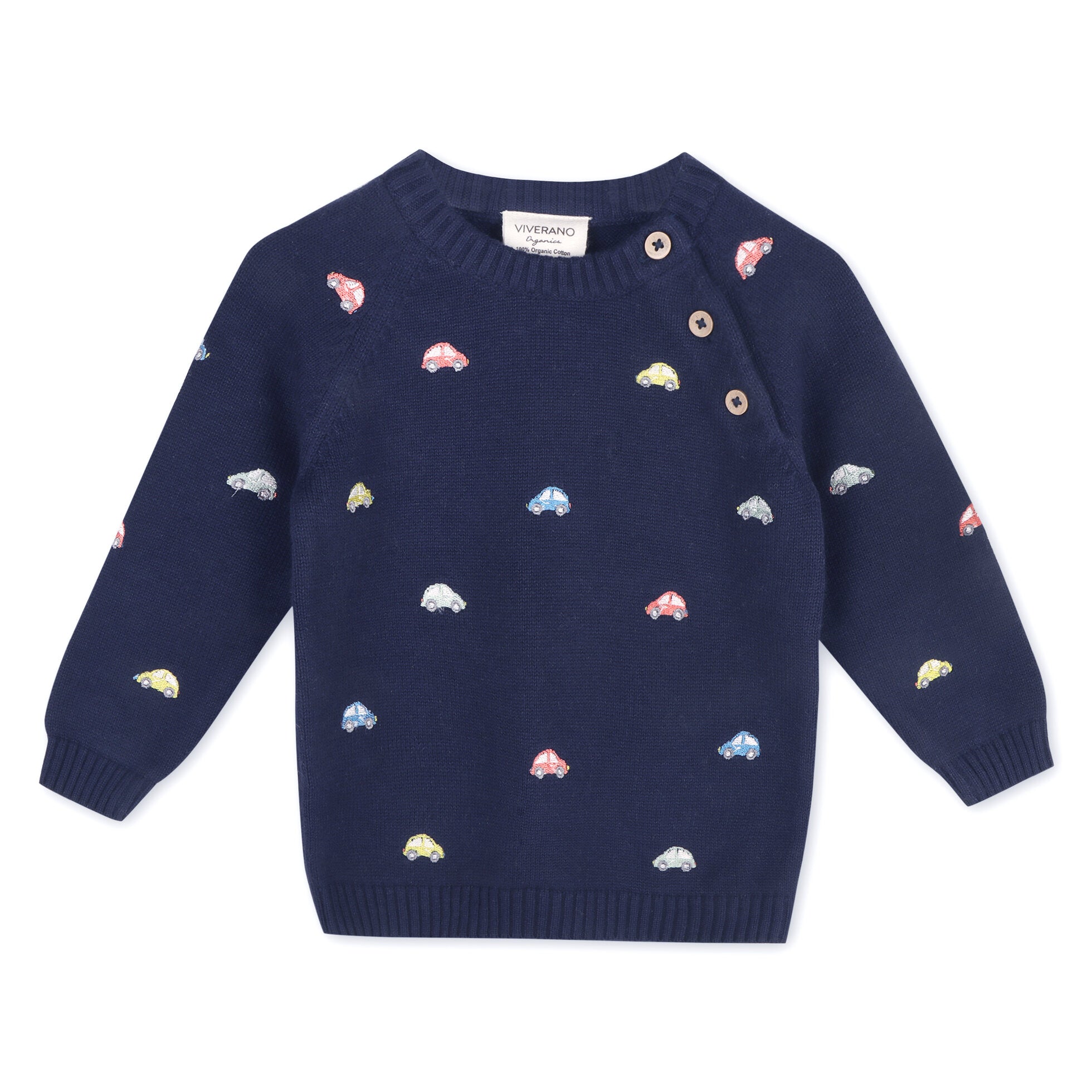 Mini Cars Embroidered Raglan Baby Pullover Sweater & Pant Set - Navy - Twinkle Twinkle Little One
