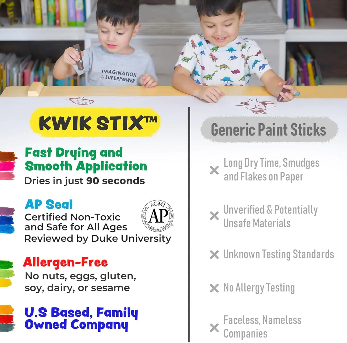 Kwik Stix Paint Sticks, Set of 12 Classic Colors