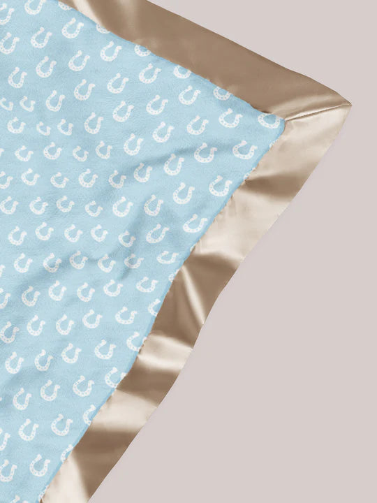 ULTRA-SOFT THICK REVERSIBLE BABY BLANKET - HOWDY PARTNER BLUE - Twinkle Twinkle Little One
