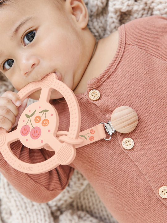 SILICONE TEETHER RING & DETACHABLE CLIP - CHERRY CUTE BY DOODLE BY MEG - Twinkle Twinkle Little One