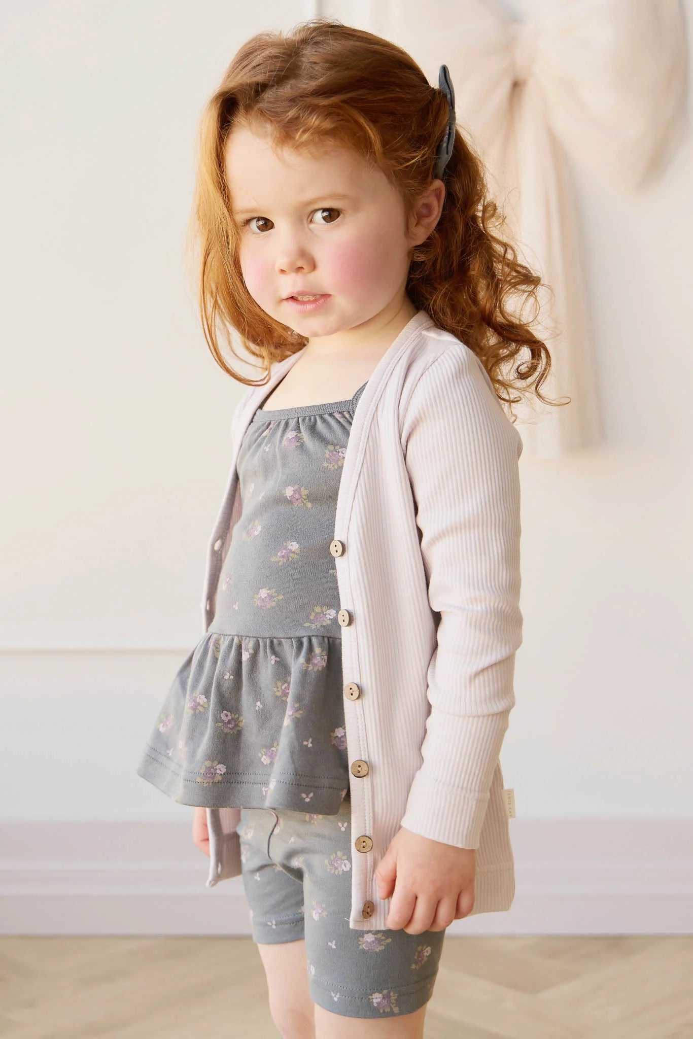 Organic Cotton Meadow Singlet & Bike Short Set - Simone Lava - Twinkle Twinkle Little One