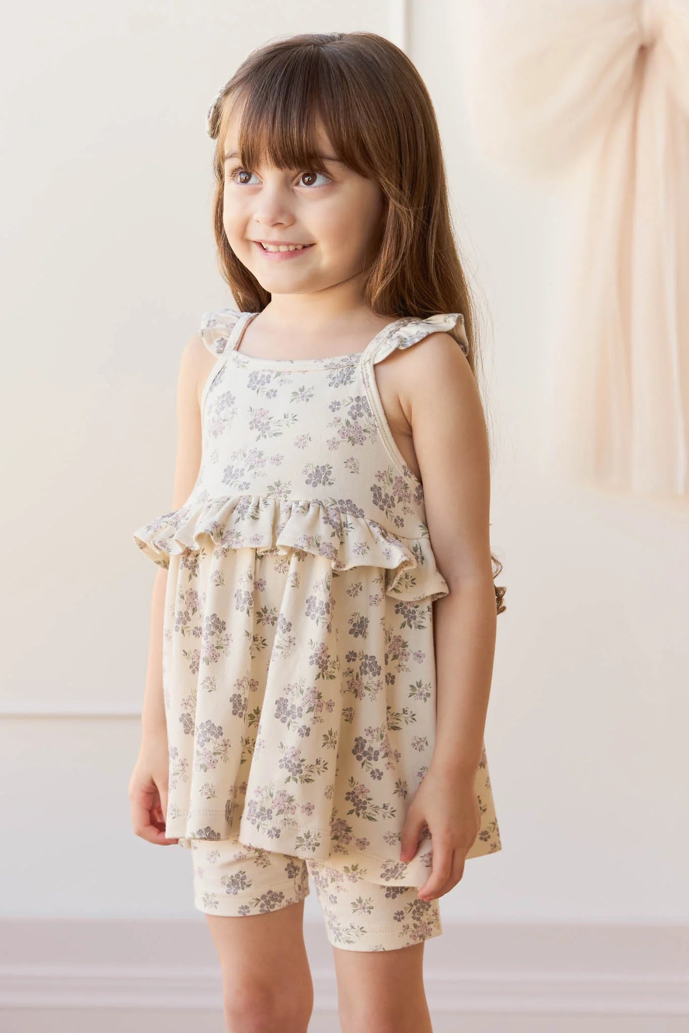 Organic Cotton Kaia Top & Bike Short Set - Selena Tofu - Twinkle Twinkle Little One