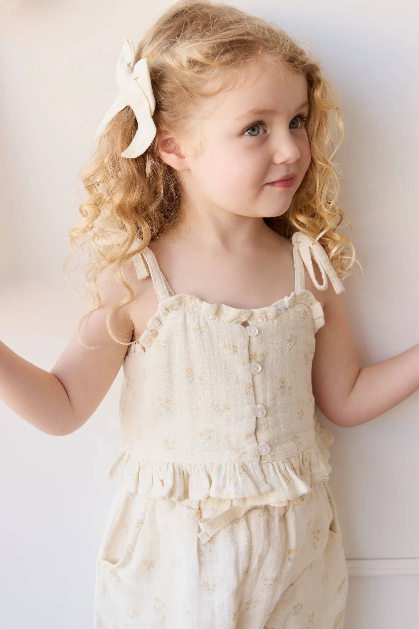 Organic Cotton Muslin Mirabel Top & Cordelia Pant Set - Pauline Chamomile - Twinkle Twinkle Little One