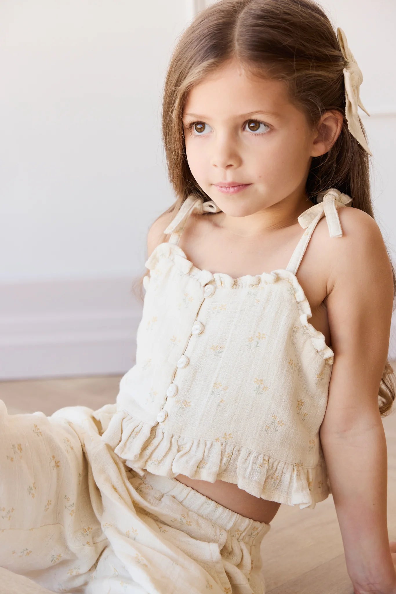 Organic Cotton Muslin Mirabel Top & Cordelia Pant Set - Pauline Chamomile - Twinkle Twinkle Little One