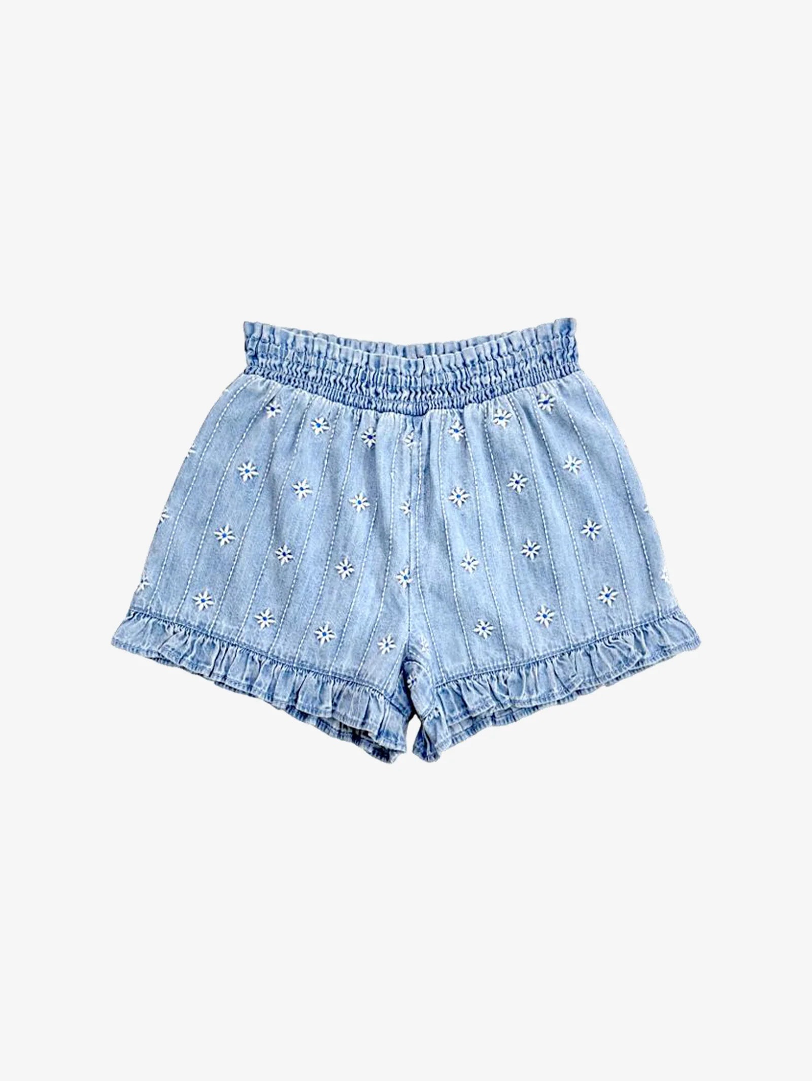 Dahlia Embroidered Denim Shorts